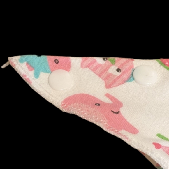 White, Pink, & Blue Colorful Elephant, Horse, Owl, & Bird Print Pet Bandana - Picture 6 of 9